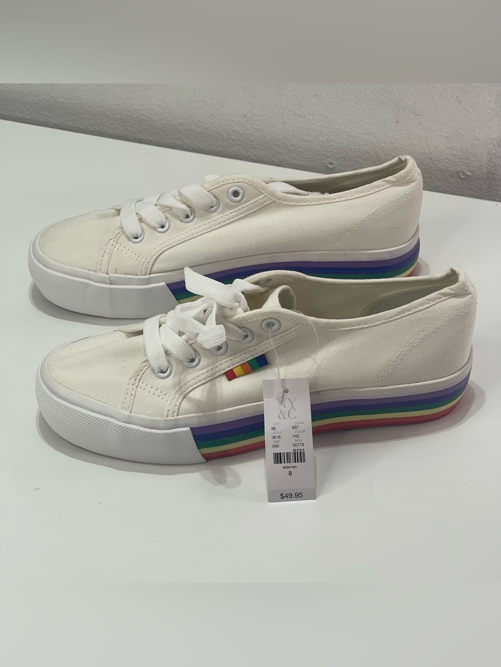 Rainbow Lace Up Sneakers Pride New York & Company Shoes Skater Casual Women 8